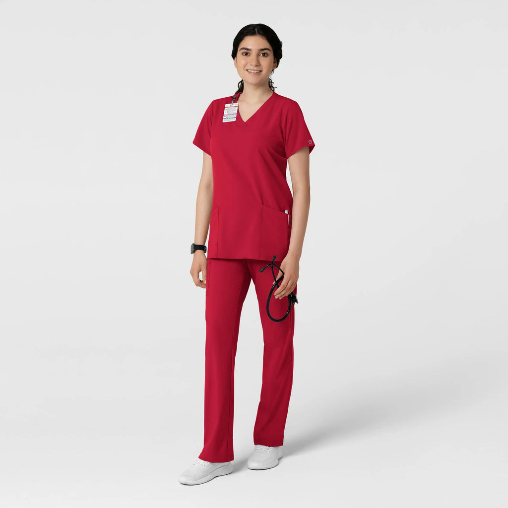 Wink Scrubs Women's Basic V-Neck Scrub Top Red | scrub-supply.com