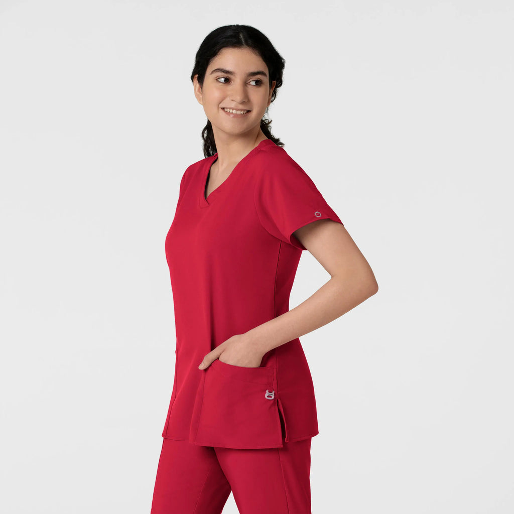 Wink Scrubs Women's Basic V-Neck Scrub Top Red | scrub-supply.com