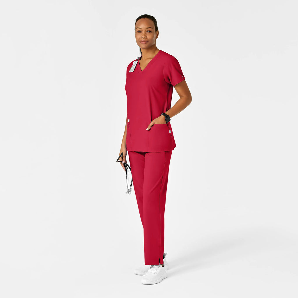 Wink Scrubs Women's Basic V-Neck Scrub Top Red | scrub-supply.com