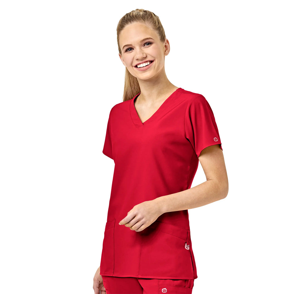 Wink Scrubs Women's Basic V-Neck Scrub Top Red | scrub-supply.com