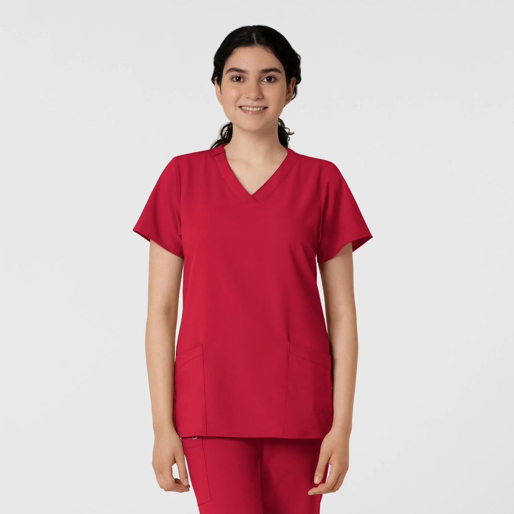 Wink Scrubs Women's Basic V-Neck Scrub Top Red | scrub-supply.com