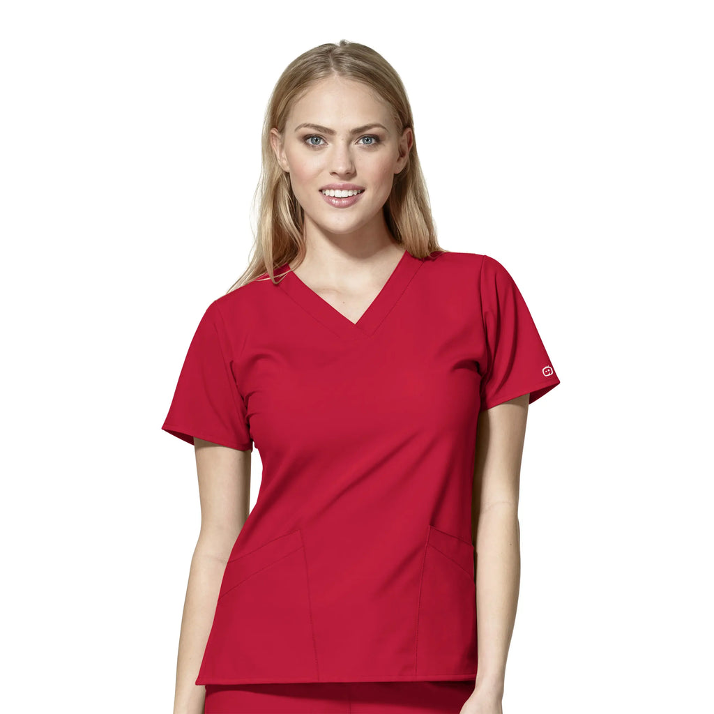 Wink Scrubs Women's Basic V-Neck Scrub Top Red | scrub-supply.com