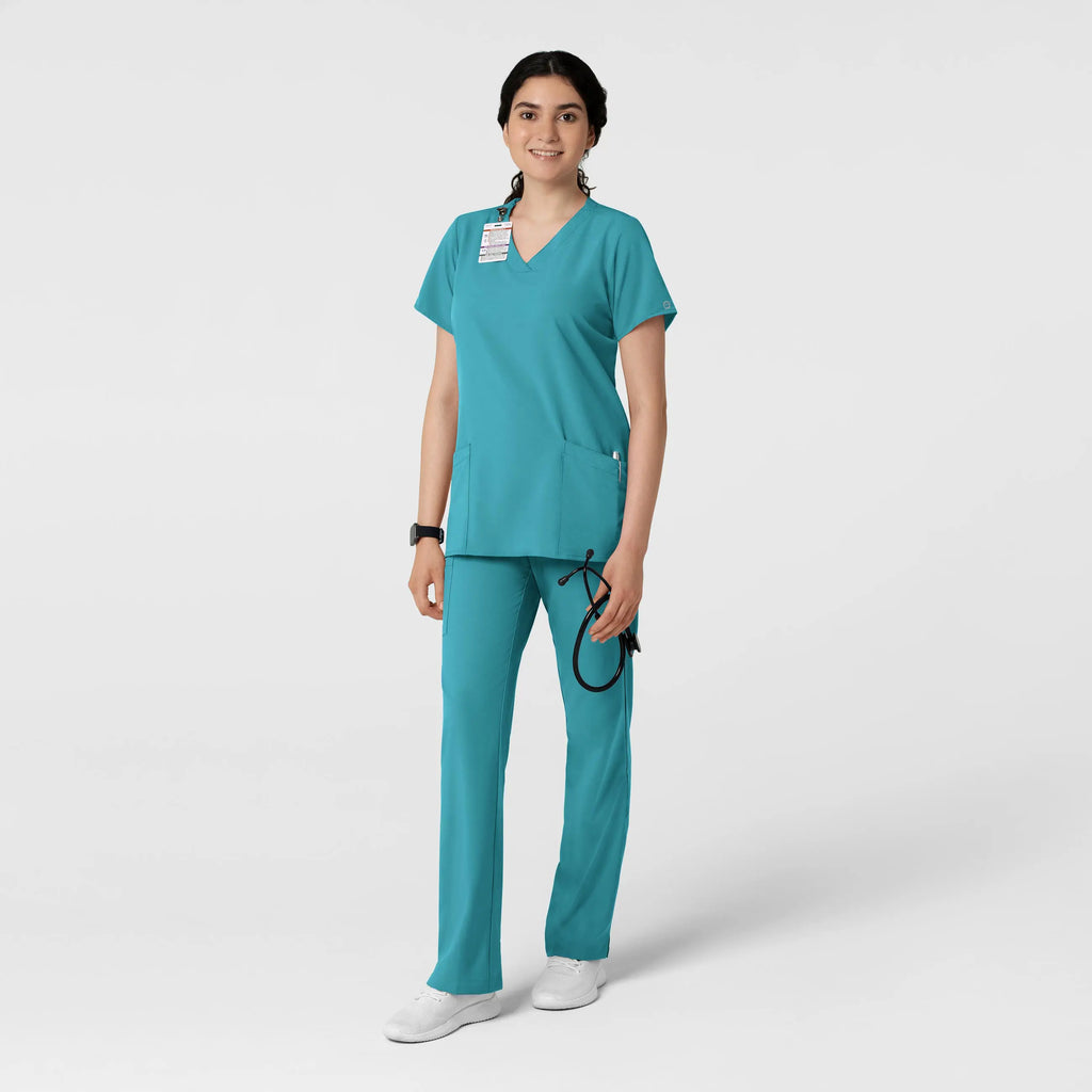 Wink Scrubs Women's Basic V-Neck Scrub Top Teal | scrub-supply.com