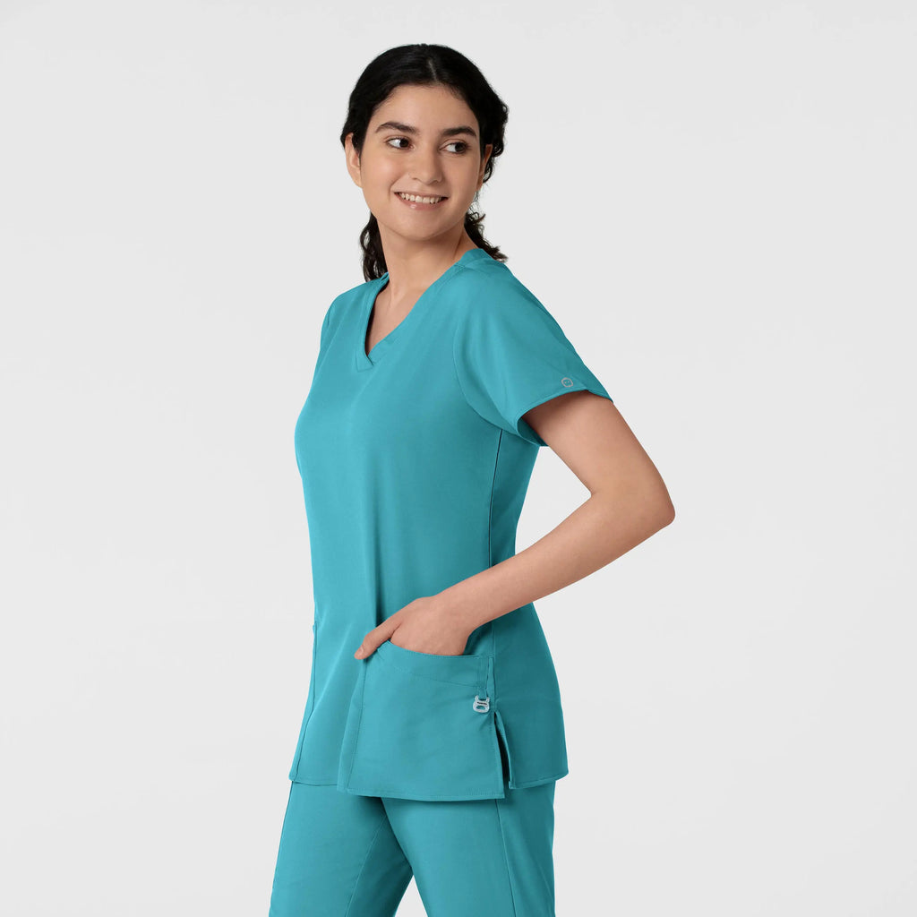 Wink Scrubs Women's Basic V-Neck Scrub Top Teal | scrub-supply.com