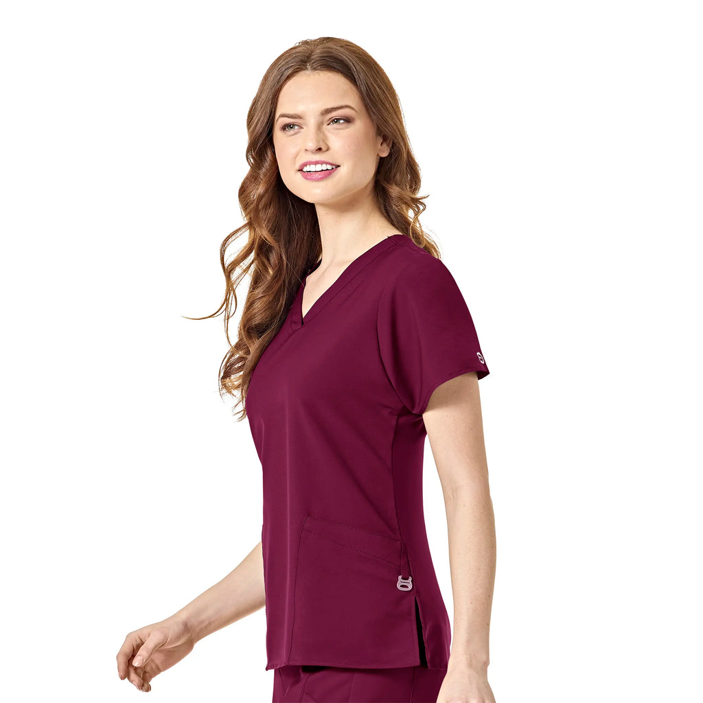 Wink Scrubs Women's Basic V-Neck Scrub Top Wine | scrub-supply.com