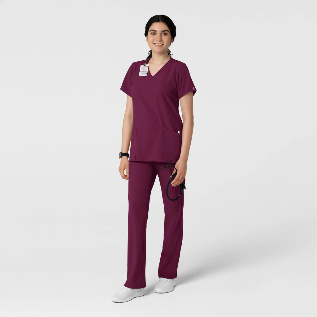 Wink Scrubs Women's Basic V-Neck Scrub Top Wine | scrub-supply.com