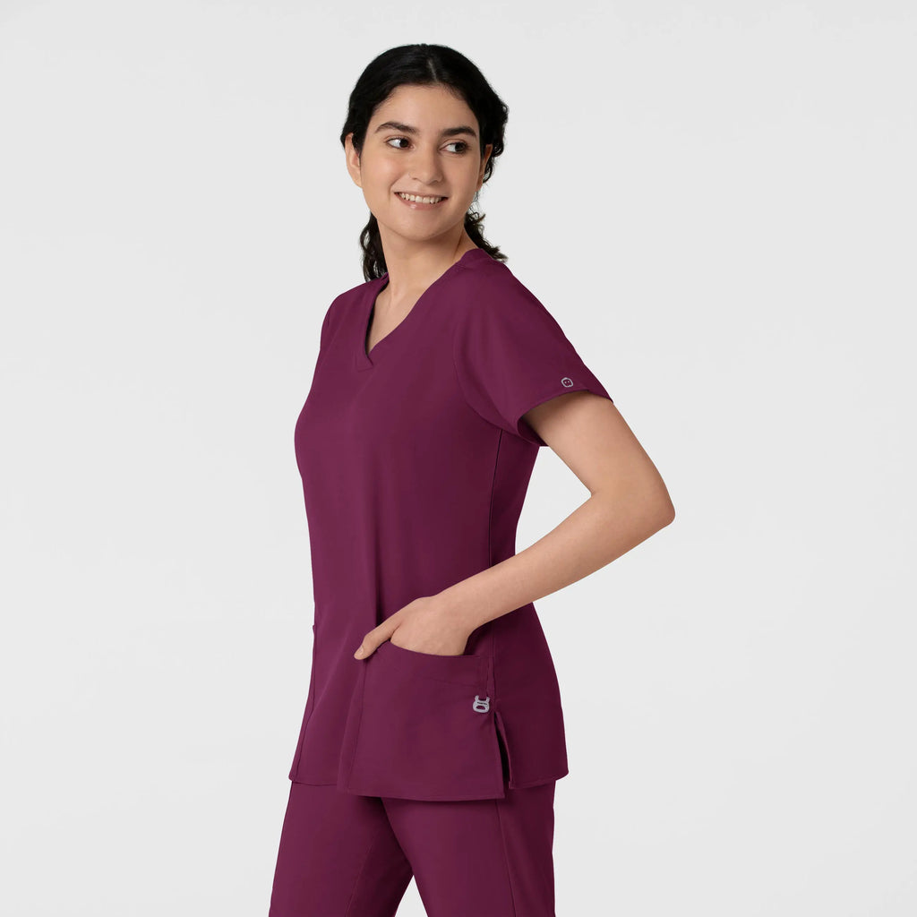 Wink Scrubs Women's Basic V-Neck Scrub Top Wine | scrub-supply.com