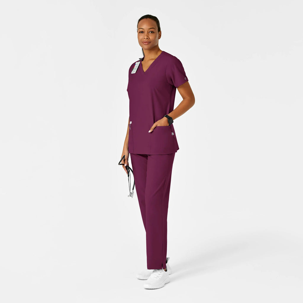 Wink Scrubs Women's Basic V-Neck Scrub Top Wine | scrub-supply.com