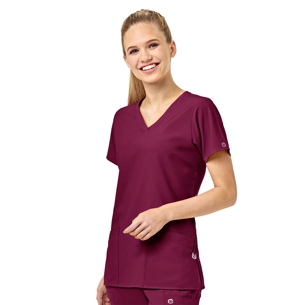 Wink Scrubs Women's Basic V-Neck Scrub Top Wine | scrub-supply.com