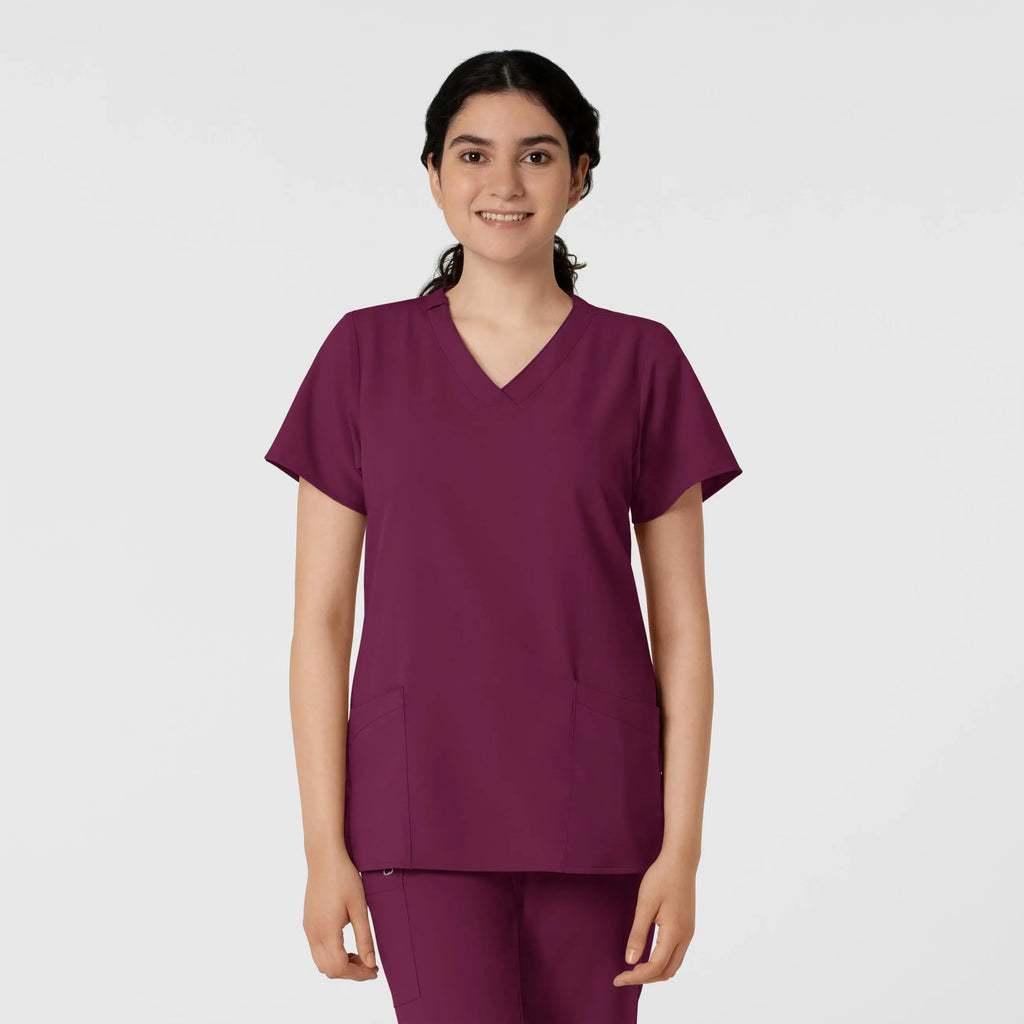 Wink Scrubs Women's Basic V-Neck Scrub Top Wine | scrub-supply.com