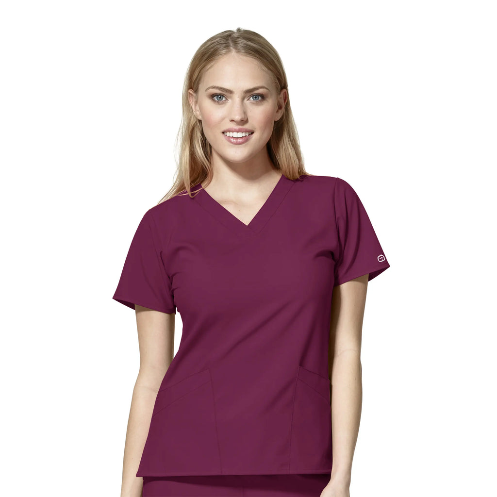 Wink Scrubs Women's Basic V-Neck Scrub Top Wine | scrub-supply.com