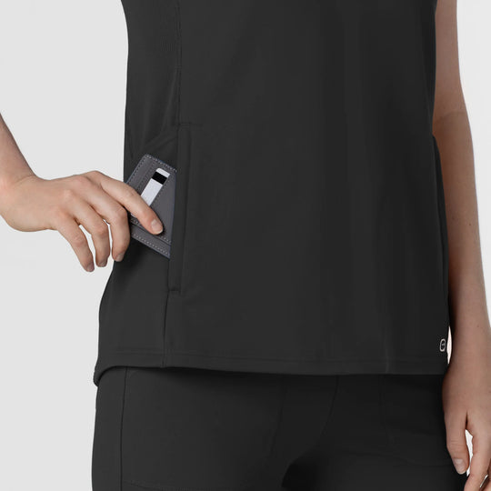 Wink Scrubs Women's Knit Flex-n-Reach V-Neck Raglan Scrub Top Black | scrub-supply.com