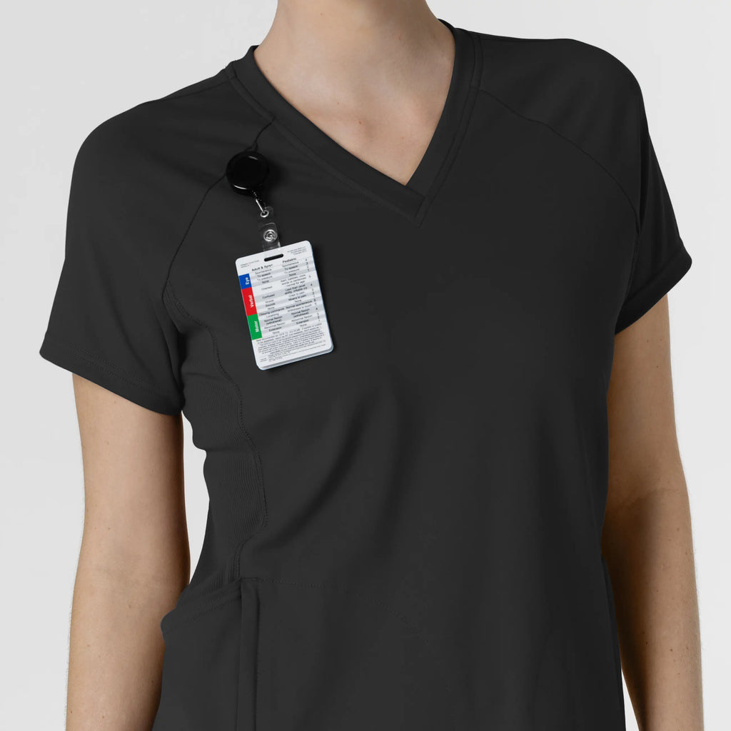 Wink Scrubs Knit Women's Flex-n-Reach V-Neck Raglan Scrub Top Black | scrub-supply.com