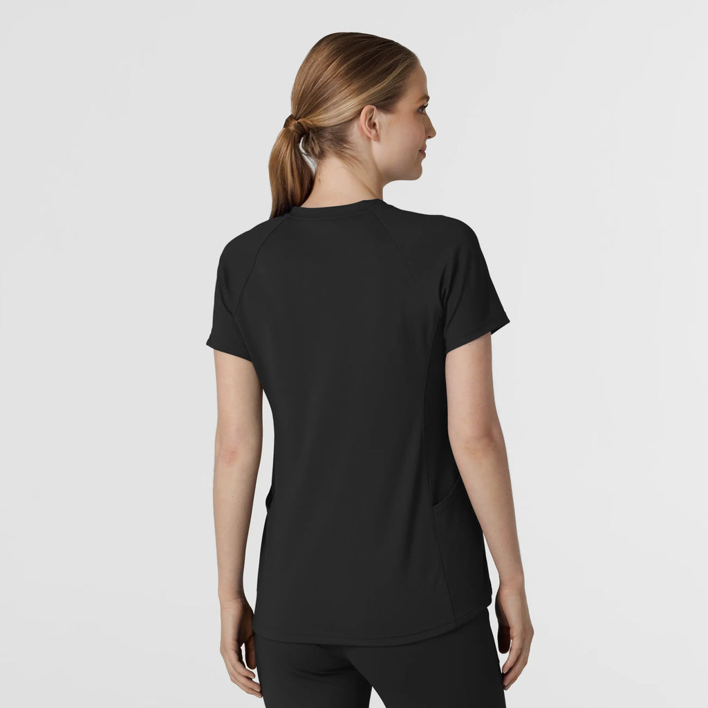 Wink Scrubs Knit Women's Flex-n-Reach V-Neck Raglan Scrub Top Black | scrub-supply.com