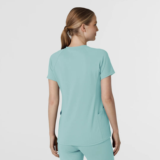 Wink Scrubs Women's Knit Flex-n-Reach V-Neck Raglan Scrub Top Coastal Blue | scrub-supply.com