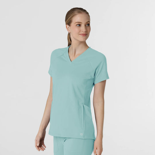 Wink Scrubs Women's Knit Flex-n-Reach V-Neck Raglan Scrub Top Coastal Blue | scrub-supply.com