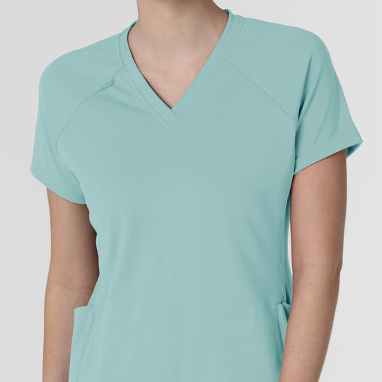 Wink Scrubs Women's Knit Flex-n-Reach V-Neck Raglan Scrub Top Coastal Blue | scrub-supply.com