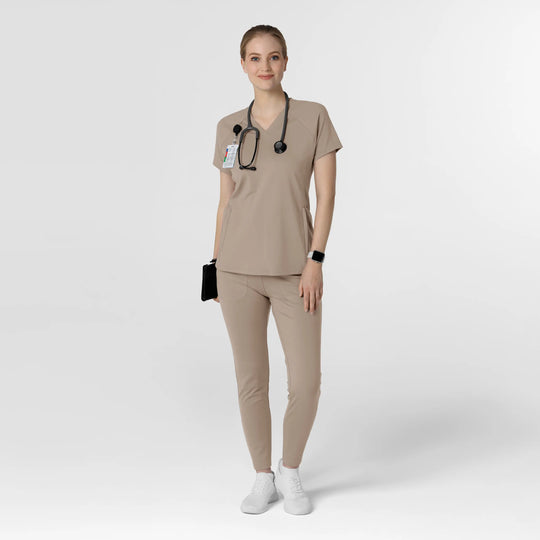 Wink Scrubs Knit Women's Flex-n-Reach V-Neck Raglan Scrub Top Haze | scrub-supply.com
