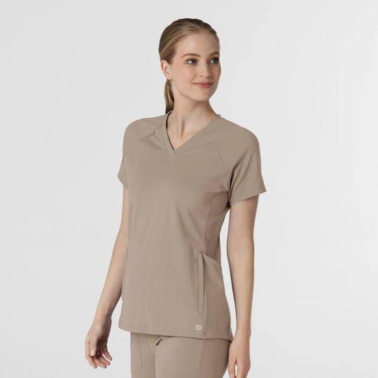 Wink Scrubs Knit Women's Flex-n-Reach V-Neck Raglan Scrub Top Haze | scrub-supply.com