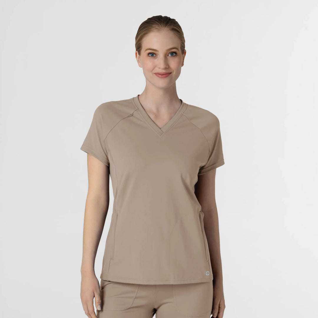 Wink Scrubs Knit Women's Flex-n-Reach V-Neck Raglan Scrub Top Haze | scrub-supply.com