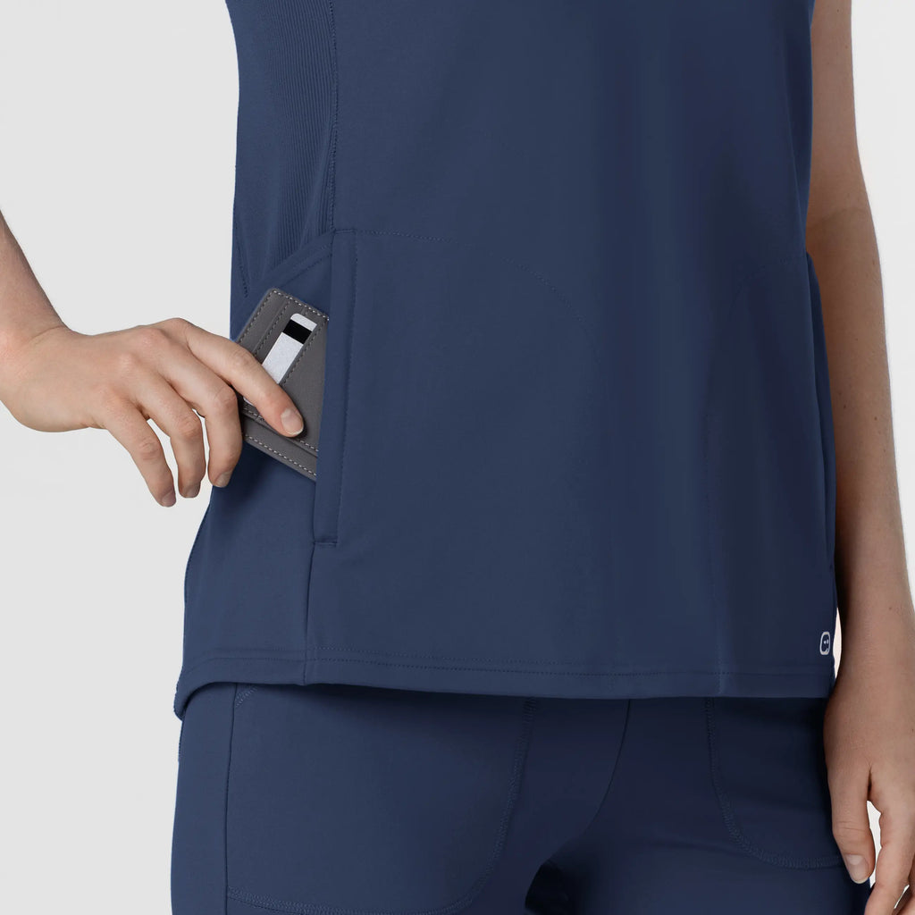 Wink Scrubs Women's Knit Flex-n-Reach V-Neck Raglan Scrub Top Navy | scrub-supply.com
