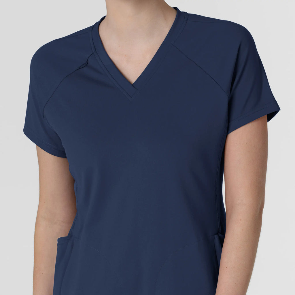 Wink Scrubs Knit Women's Flex-n-Reach V-Neck Raglan Scrub Top Navy | scrub-supply.com