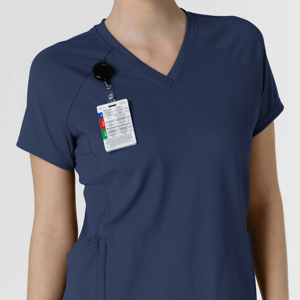 Wink Scrubs Knit Women's Flex-n-Reach V-Neck Raglan Scrub Top Navy | scrub-supply.com