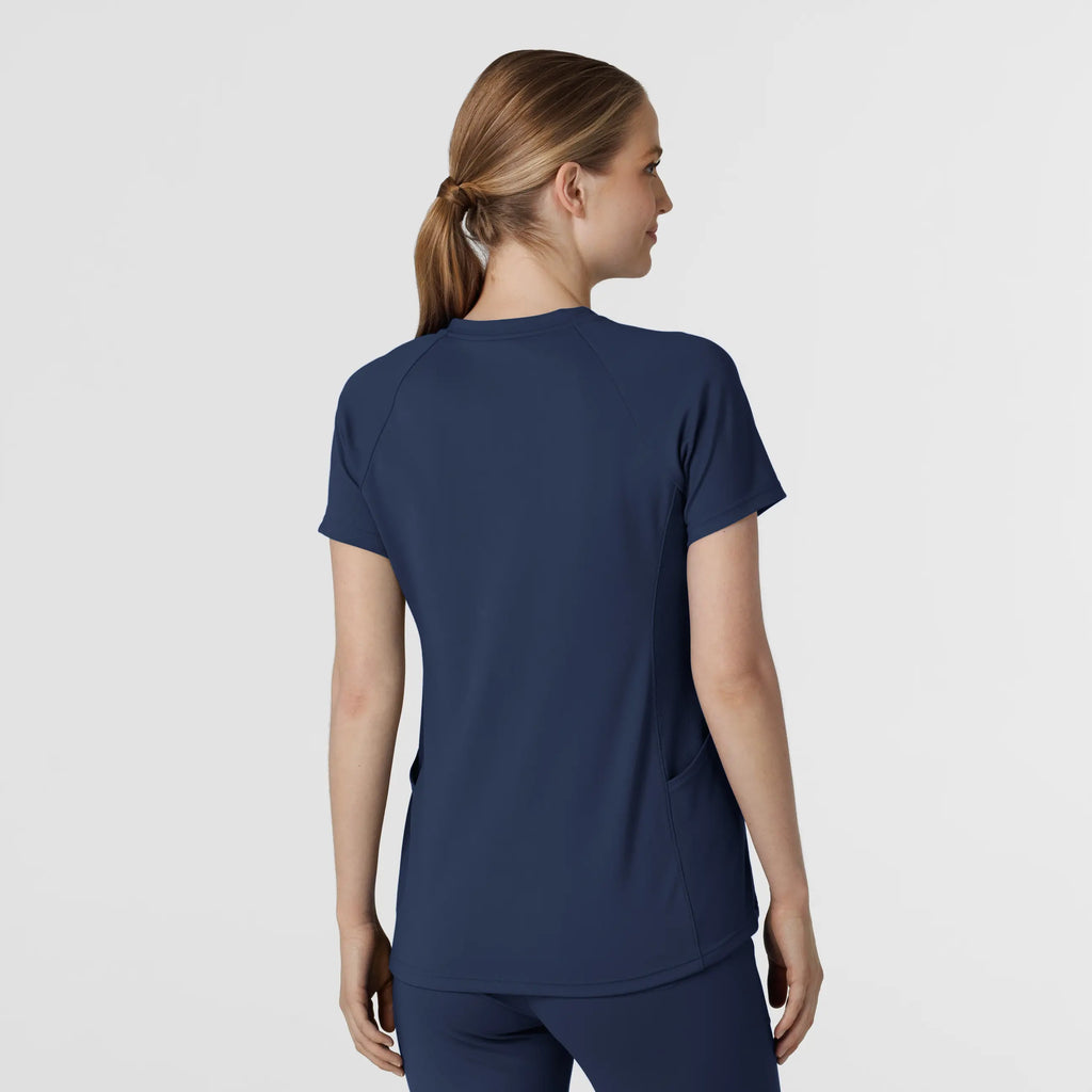 Wink Scrubs Knit Women's Flex-n-Reach V-Neck Raglan Scrub Top Navy | scrub-supply.com