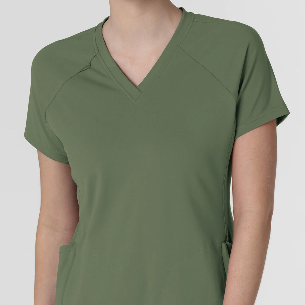 Wink Scrubs Women's Knit Flex-n-Reach V-Neck Raglan Scrub Top Olive | scrub-supply.com