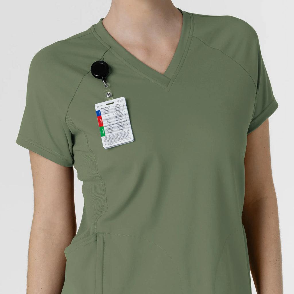 Wink Scrubs Women's Knit Flex-n-Reach V-Neck Raglan Scrub Top Olive | scrub-supply.com