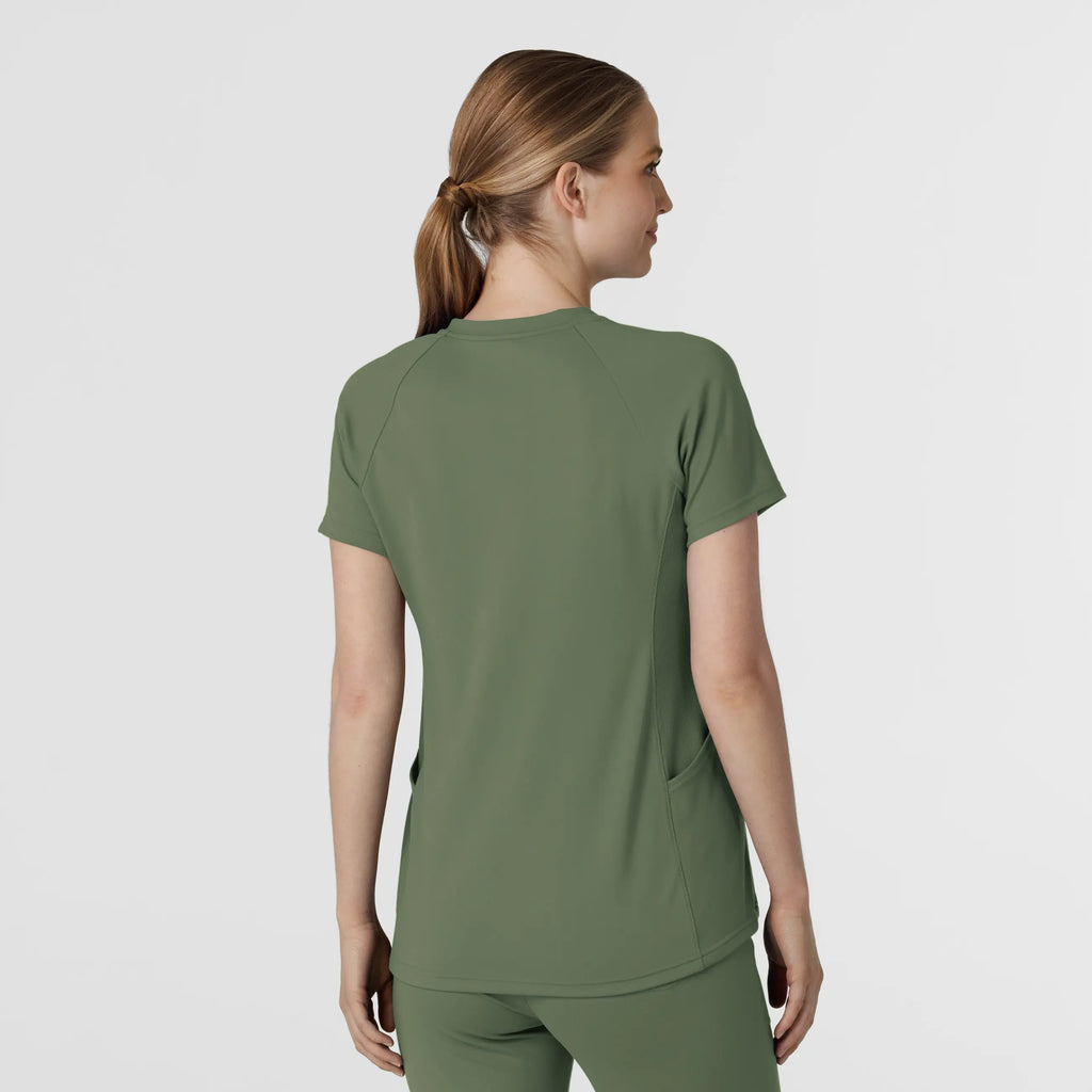 Wink Scrubs Women's Knit Flex-n-Reach V-Neck Raglan Scrub Top Olive | scrub-supply.com