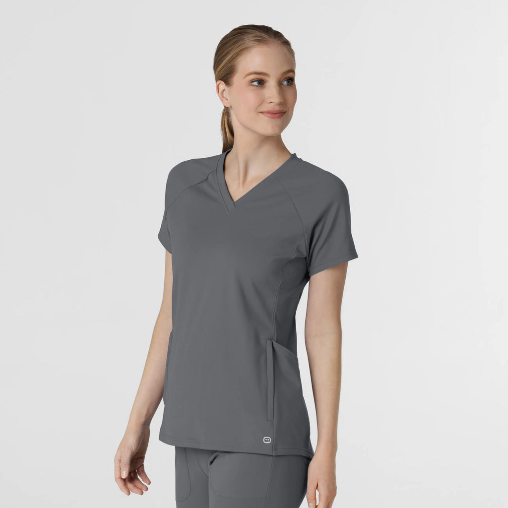 Wink Scrubs Knit Women's Flex-n-Reach V-Neck Raglan Scrub Top Pewter | scrub-supply.com