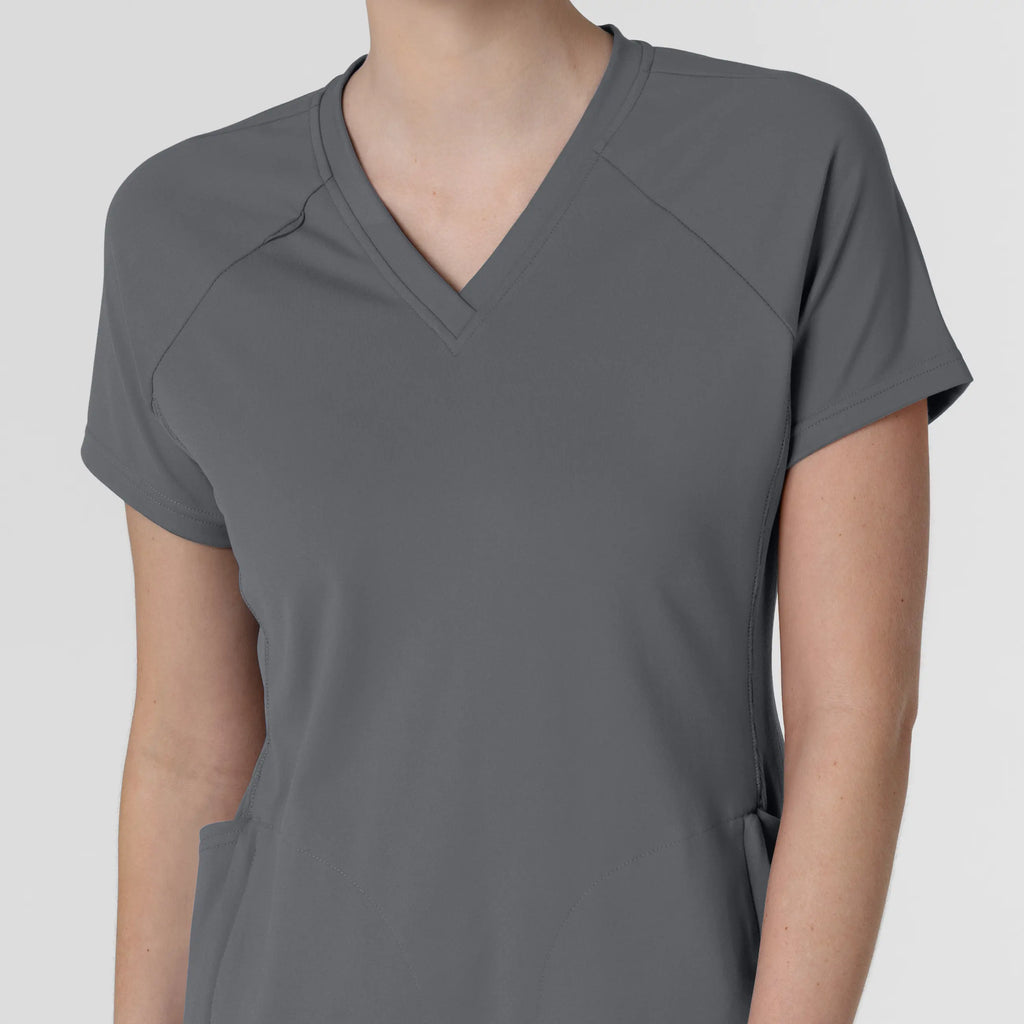 Wink Scrubs Knit Women's Flex-n-Reach V-Neck Raglan Scrub Top Pewter | scrub-supply.com