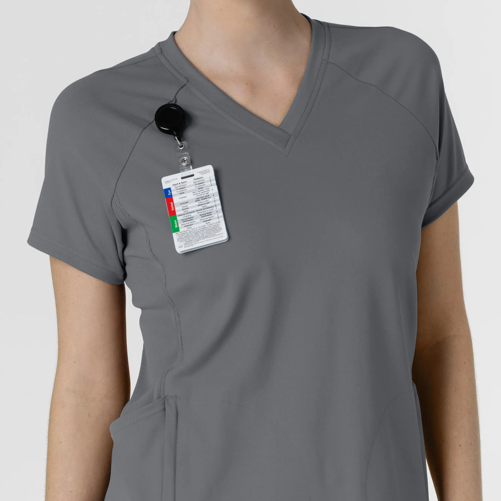 Wink Scrubs Knit Women's Flex-n-Reach V-Neck Raglan Scrub Top Pewter | scrub-supply.com