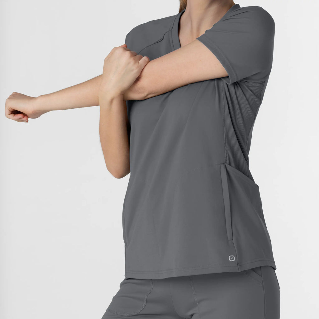 Wink Scrubs Knit Women's Flex-n-Reach V-Neck Raglan Scrub Top Pewter | scrub-supply.com