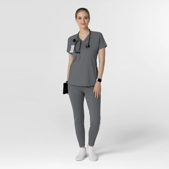 Wink Scrubs Women's Knit Flex-n-Reach V-Neck Raglan Scrub Top Pewter | scrub-supply.com