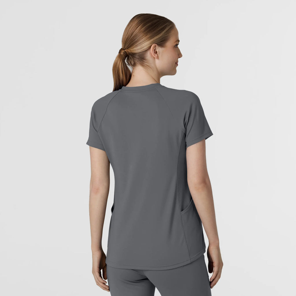 Wink Scrubs Knit Women's Flex-n-Reach V-Neck Raglan Scrub Top Pewter | scrub-supply.com