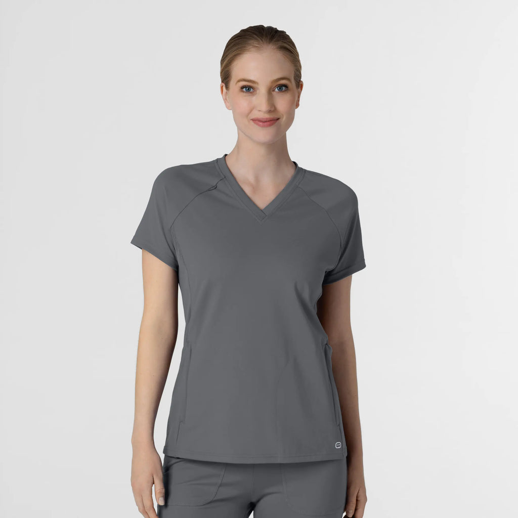 Wink Scrubs Knit Women's Flex-n-Reach V-Neck Raglan Scrub Top Pewter | scrub-supply.com