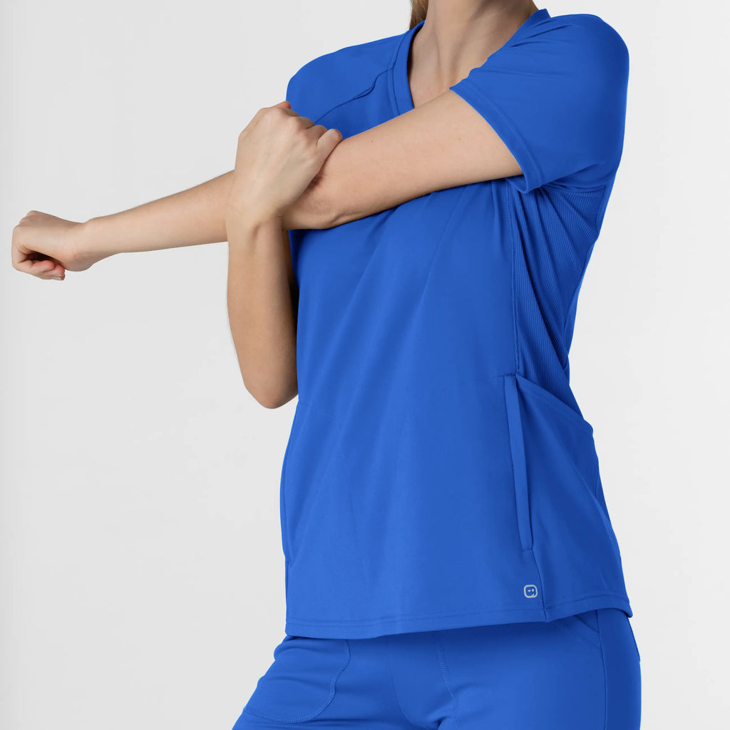 Wink Scrubs Knit Women's Flex-n-Reach V-Neck Raglan Scrub Top Royal Blue | scrub-supply.com