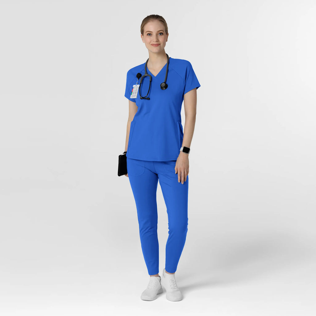 Wink Scrubs Women's Knit Flex-n-Reach V-Neck Raglan Scrub Top Royal Blue | scrub-supply.com
