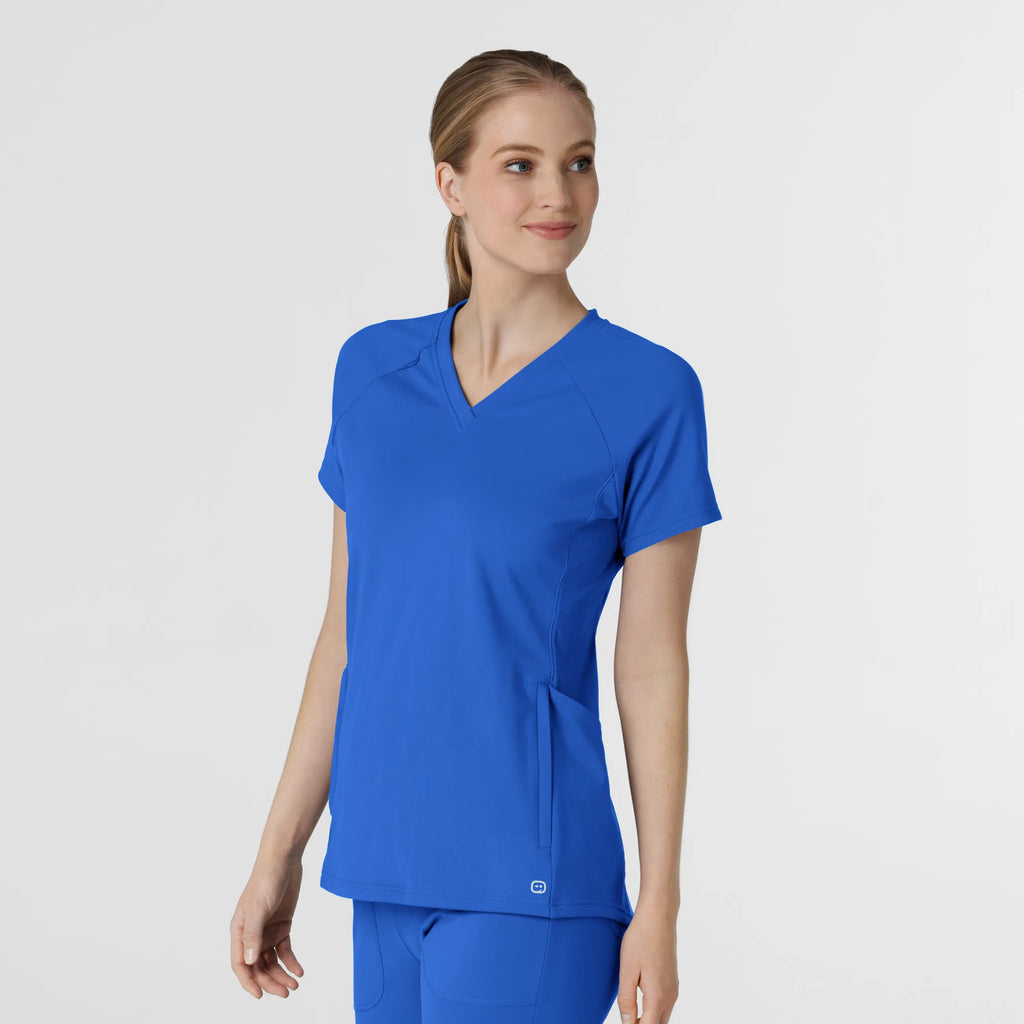 Wink Scrubs Women's Knit Flex-n-Reach V-Neck Raglan Scrub Top Royal Blue | scrub-supply.com