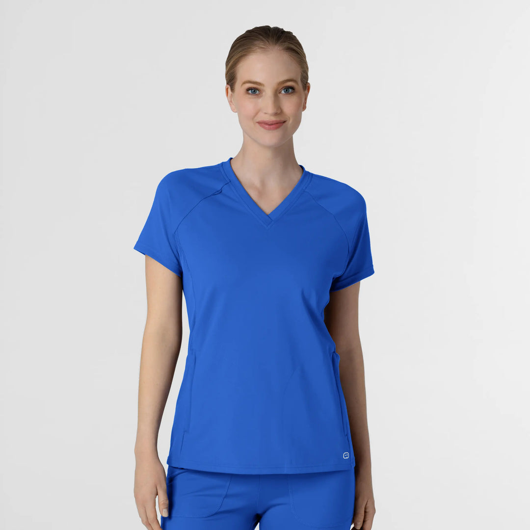 Wink Scrubs Women's Knit Flex-n-Reach V-Neck Raglan Scrub Top Royal Blue | scrub-supply.com