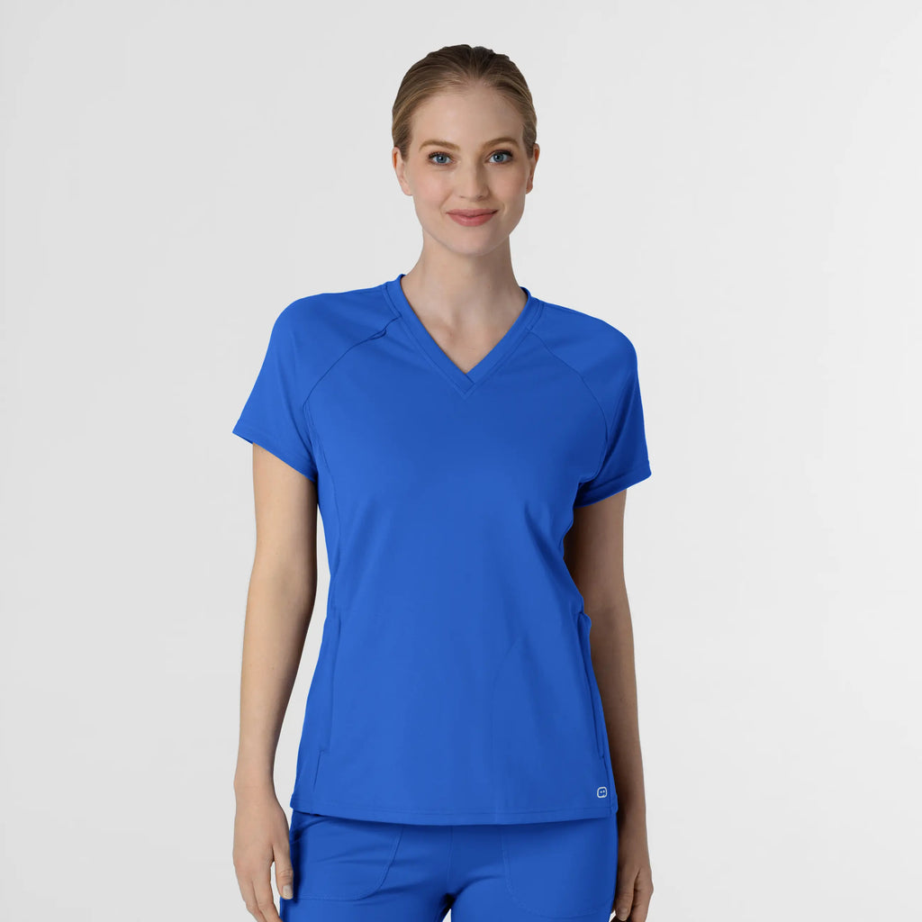 Wink Scrubs Women's Knit Flex-n-Reach V-Neck Raglan Scrub Top Royal Blue | scrub-supply.com