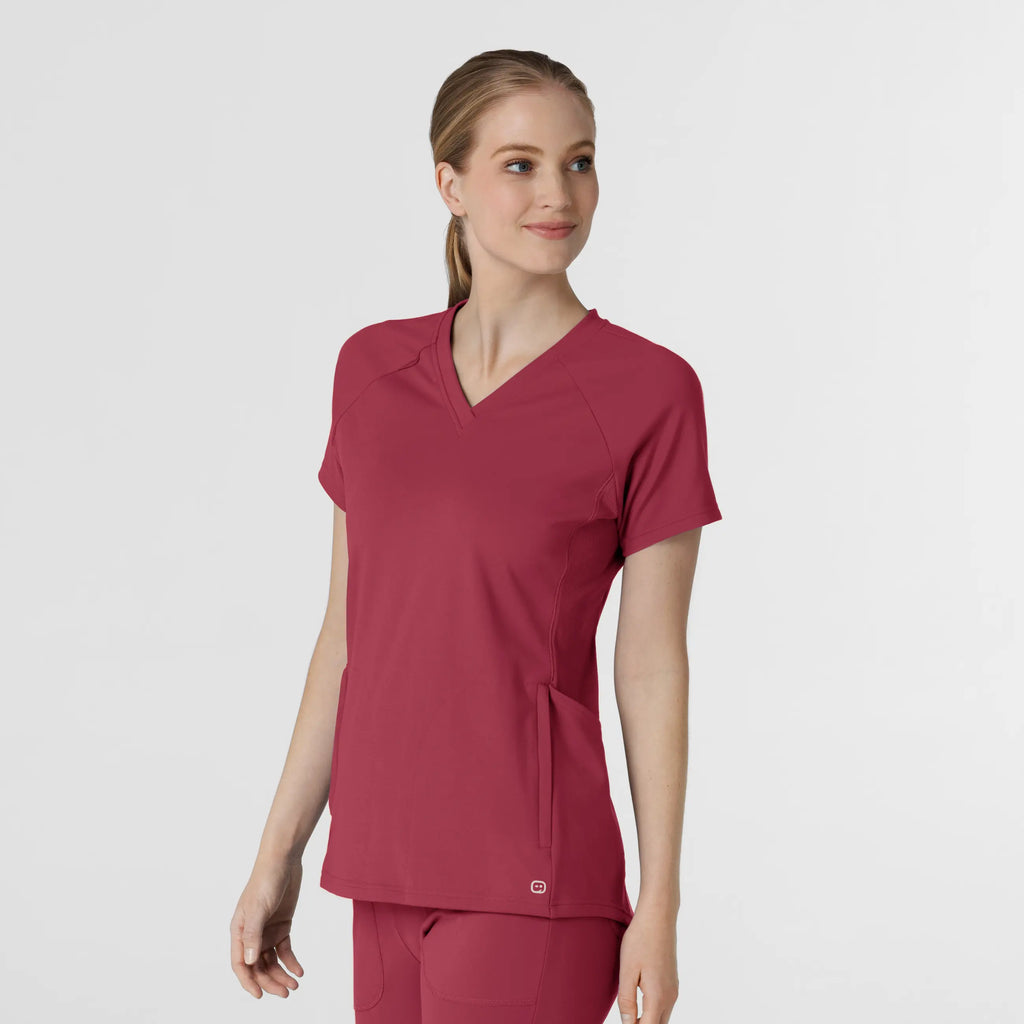 Wink Scrubs Women's Knit Flex-n-Reach V-Neck Raglan Scrub Top Ruby | scrub-supply.com