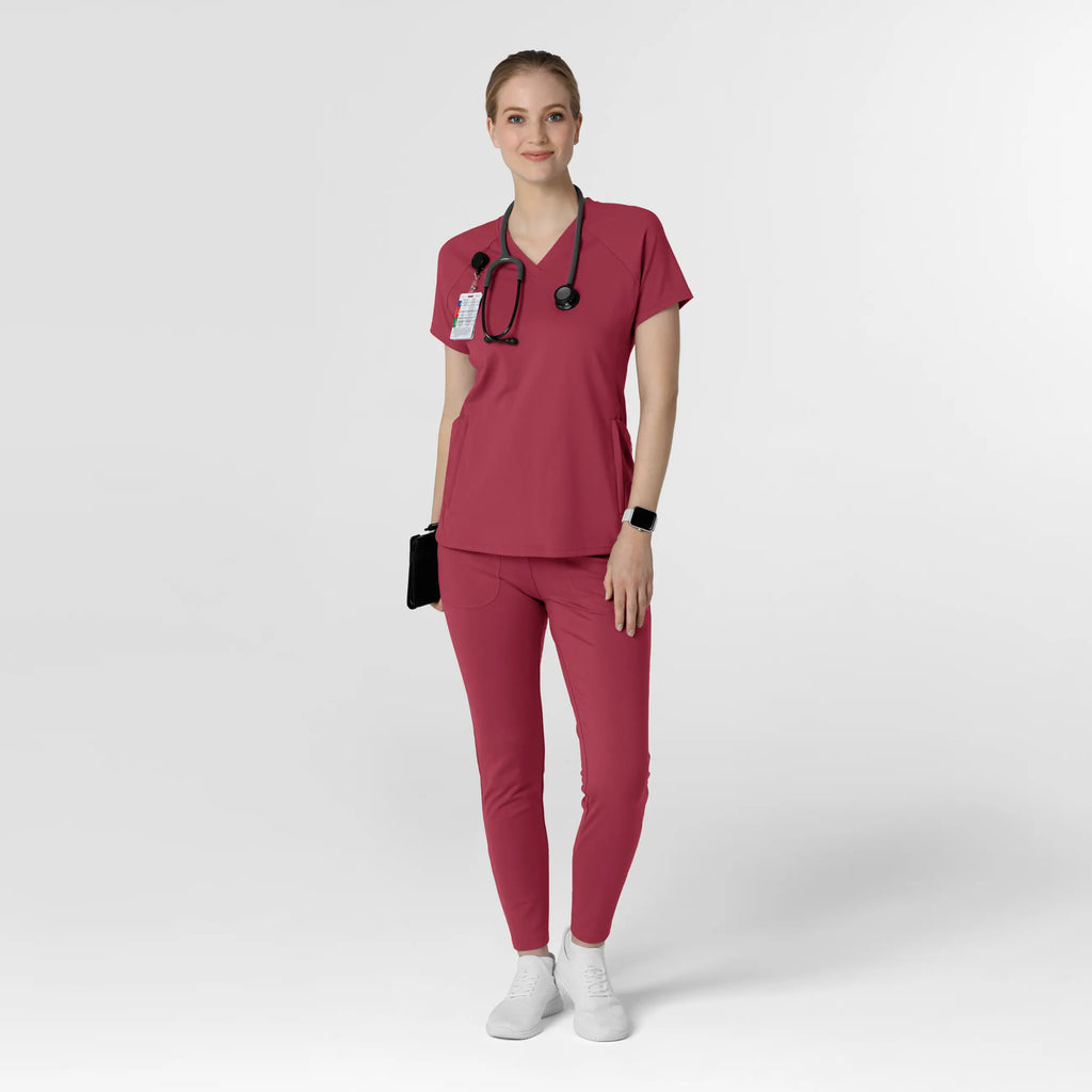 Wink Scrubs Women's Knit Flex-n-Reach V-Neck Raglan Scrub Top Ruby | scrub-supply.com