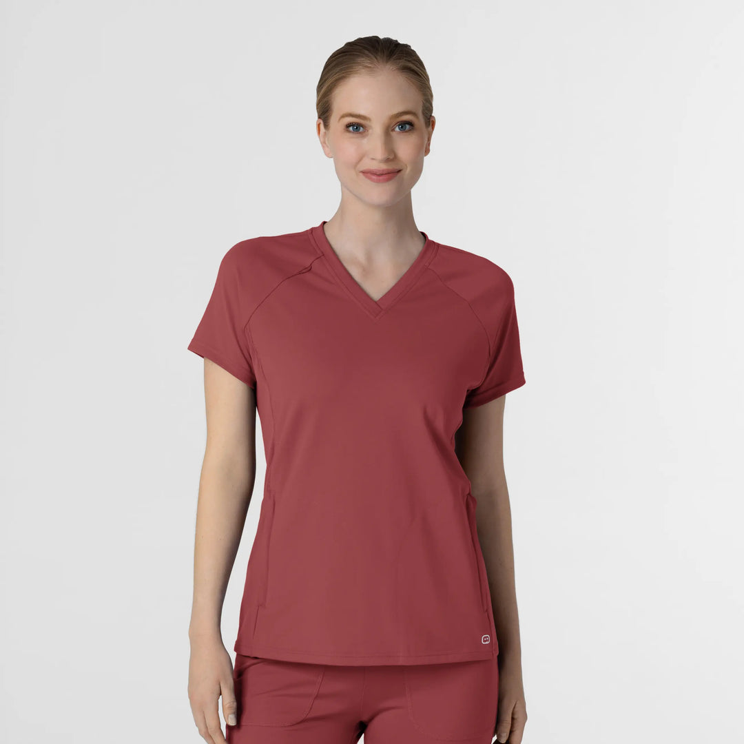 Wink Scrubs Women's Knit Flex-n-Reach V-Neck Raglan Scrub Top Ruby | scrub-supply.com