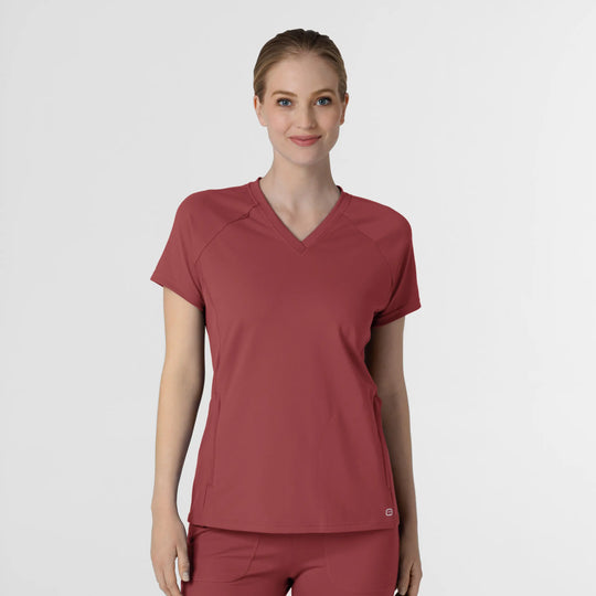 Wink Scrubs Women's Knit Flex-n-Reach V-Neck Raglan Scrub Top Ruby | scrub-supply.com