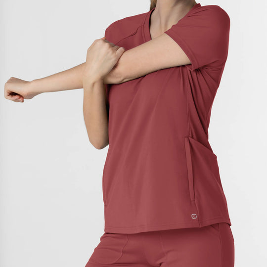 Wink Scrubs Women's Knit Flex-n-Reach V-Neck Raglan Scrub Top Ruby | scrub-supply.com