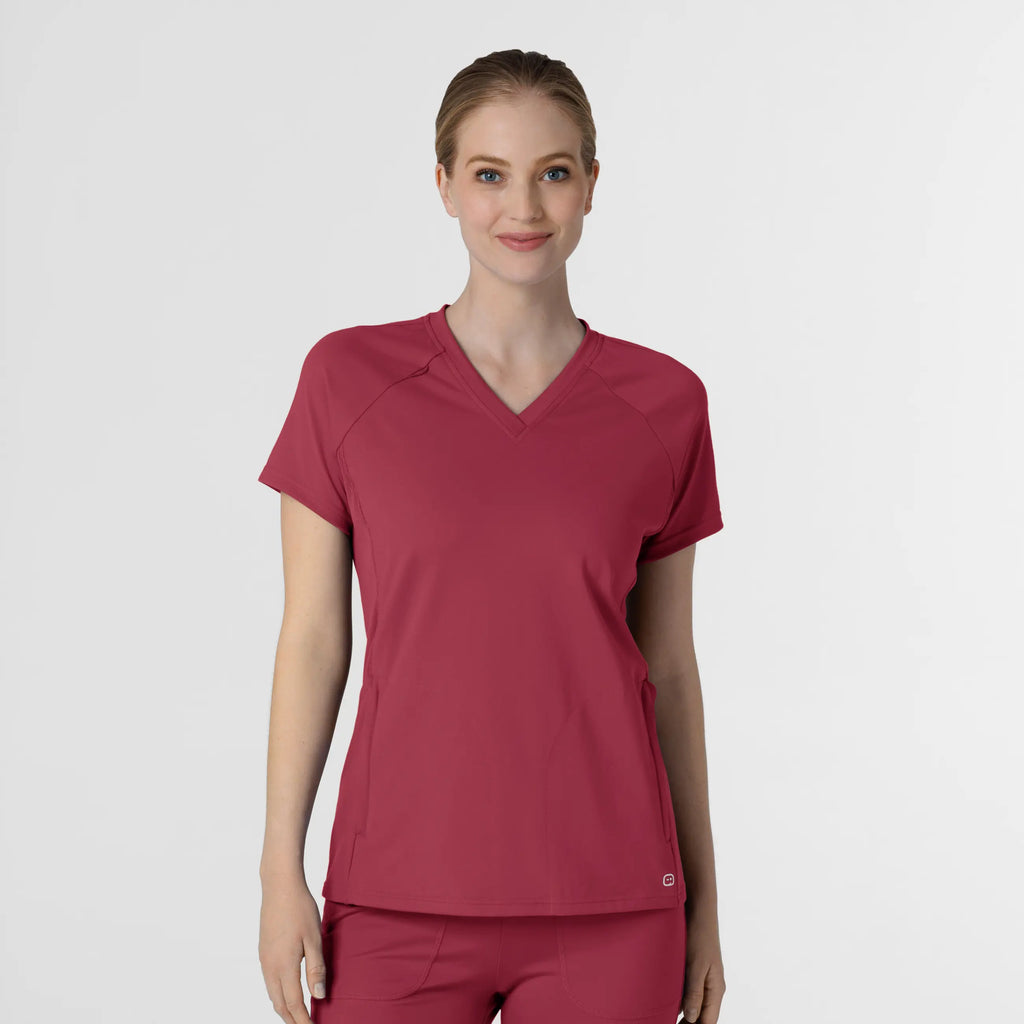 Wink Scrubs Women's Knit Flex-n-Reach V-Neck Raglan Scrub Top Ruby | scrub-supply.com