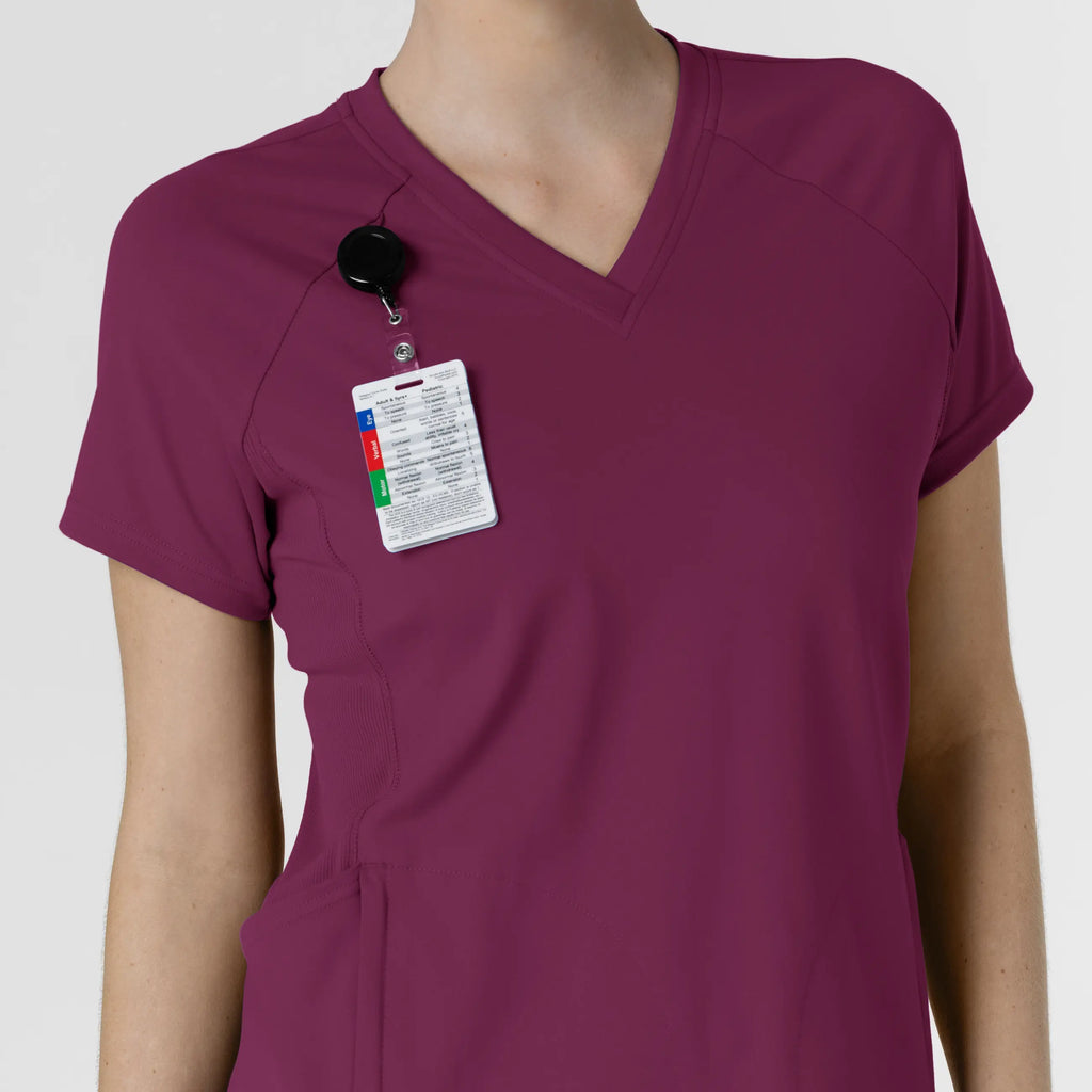 Wink Scrubs Women's Knit Flex-n-Reach V-Neck Raglan Scrub Top Wine | scrub-supply.com